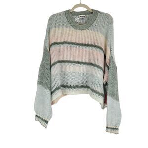 Arula Sweater size 3X Loose Knit Wide Striped Scoop Neck Pastel Green Pink NWT